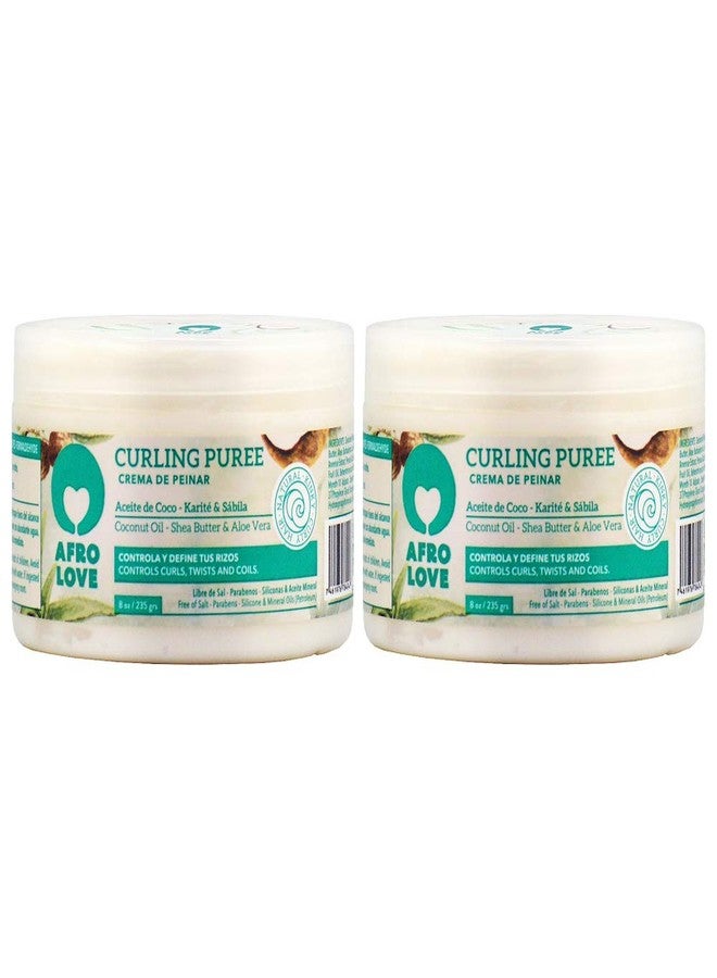 Afro Love Curling Puree 8oz (Pack of 2) Curl Cream for Defining Curls, Twists & Coils – Frizz Control, Hydrating & Moisturizing – Sulfate-Free, Paraben-Free, for Curly & Coily Hair